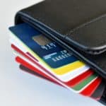Credit card - stack of credit cards in wallet shopping, spending, purchasing, credit rating score
